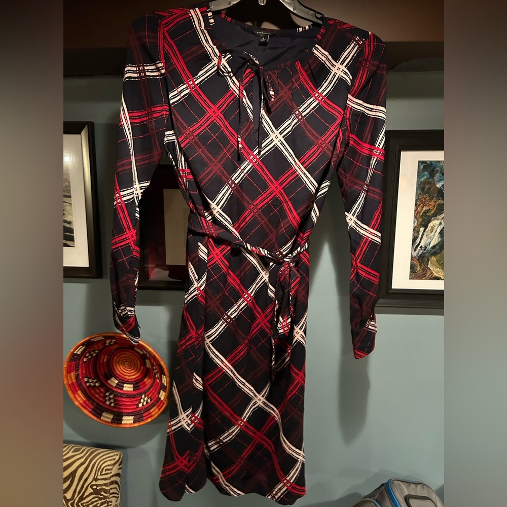Ann Taylor Plaid Print Shift Dress